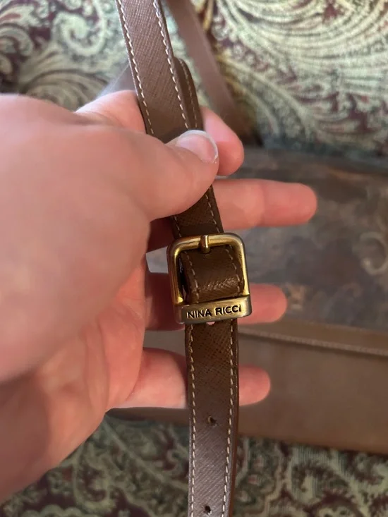 Vintage Nina Ricci Brown Monogram Crossbody with Gold-Tone Medallion - Picture 6 of 6